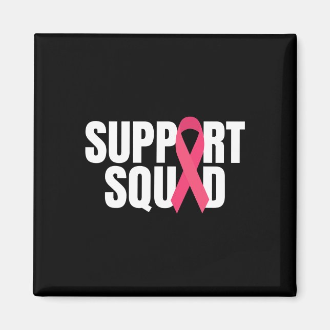 Support Squad Rosa Ribbon Breast Cancer Awareness Magnet (Framsidan)