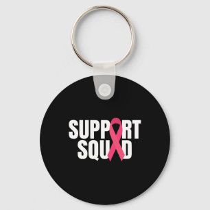 Support Squad Rosa Ribbon Breast Cancer Awareness Nyckelring