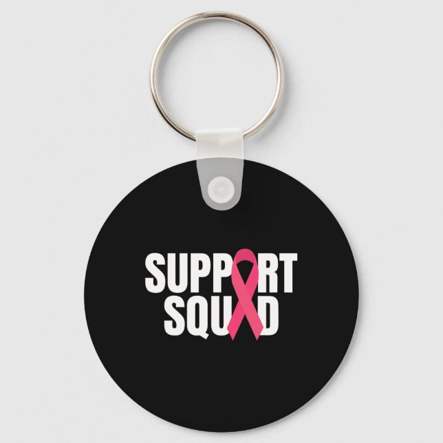 Support Squad Rosa Ribbon Breast Cancer Awareness Nyckelring (Framsida)