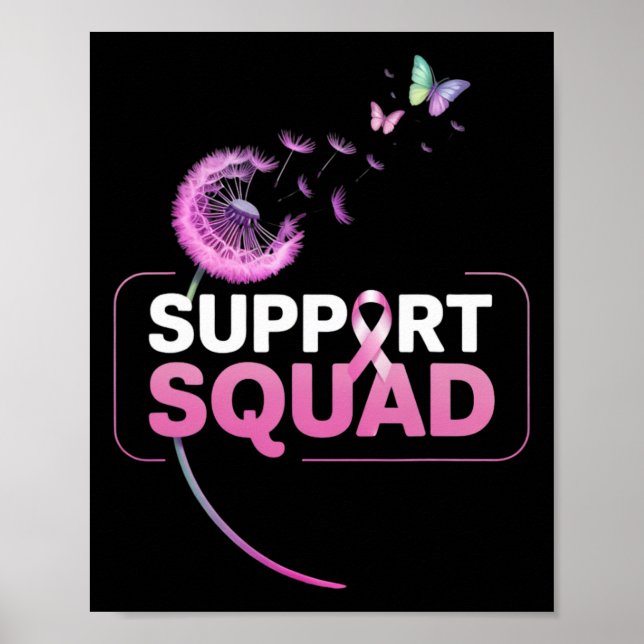 Support Squad Rosa Ribbon Breast Cancer Awareness Poster (Framsidan)