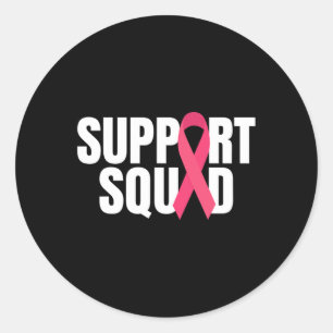 Support Squad Rosa Ribbon Breast Cancer Awareness Runt Klistermärke