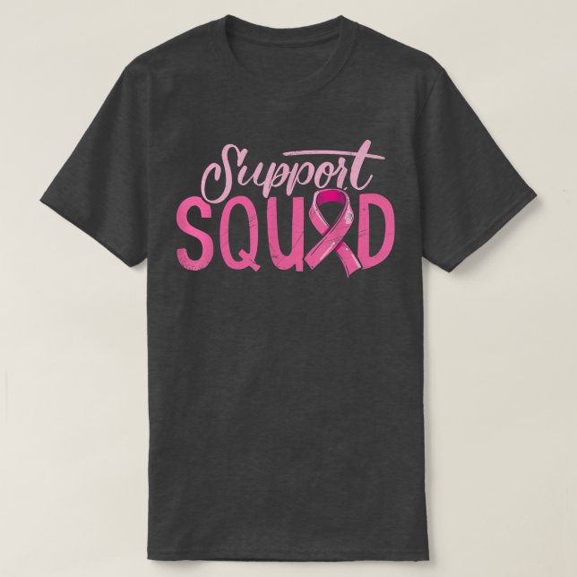 Support Squad Rosa Ribbon Breast Cancer Awareness T Shirt (Design framsida)