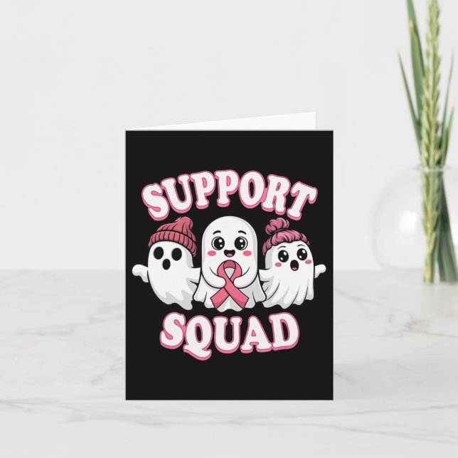 Support Squad Rosa Ribbon Ghost Breast Cancer Awar Kort (Framsida)