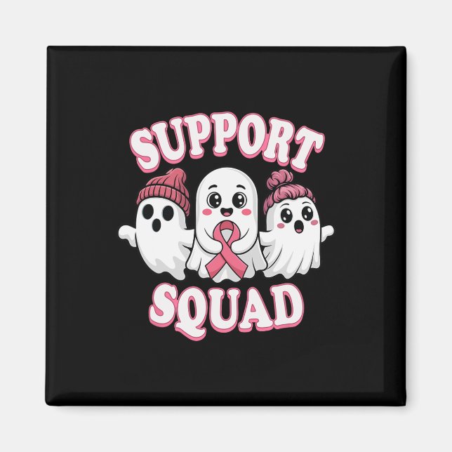Support Squad Rosa Ribbon Ghost Breast Cancer Awar Magnet (Framsidan)