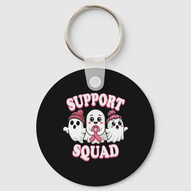 Support Squad Rosa Ribbon Ghost Breast Cancer Awar Nyckelring (Framsida)