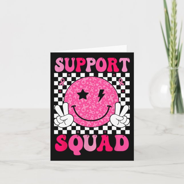 Support Squad Rosa Ribbon Smile Ansikte Breast Can Kort (Framsida)