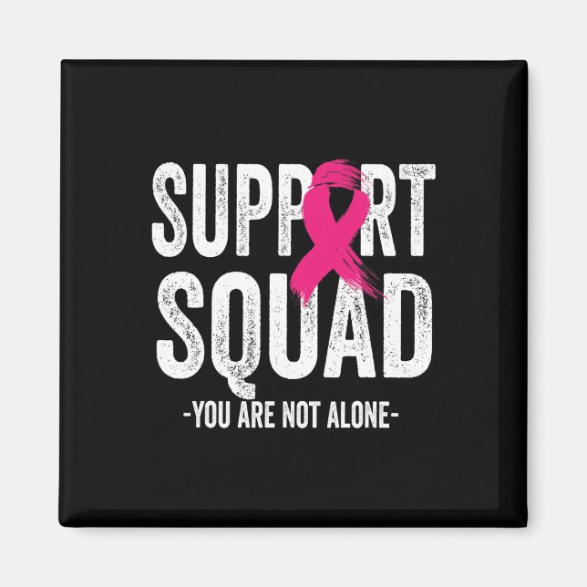 Support Squad Rosa Ribbon Warrior Breast Cancer Aw Magnet (Framsidan)