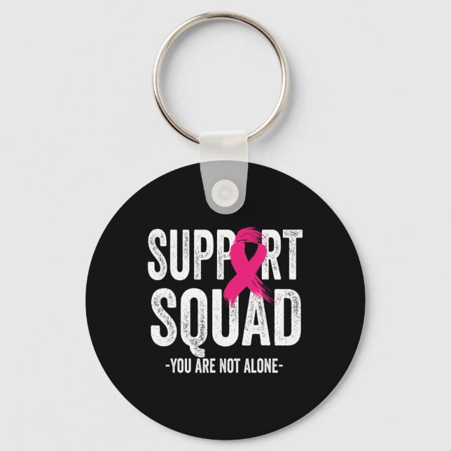 Support Squad Rosa Ribbon Warrior Breast Cancer Aw Nyckelring (Framsida)