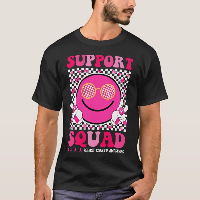 Support Squad Rosa Smile Ansikte Breast Cancer T Shirt (Framsida)