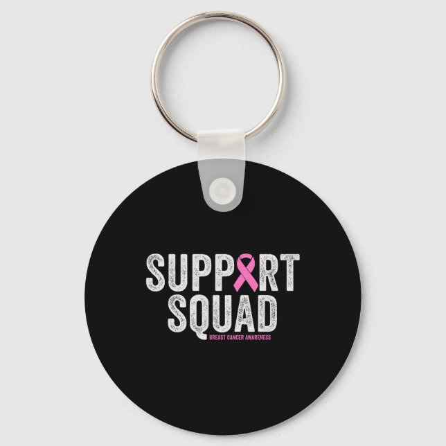 Support Squad Rosa Warrior Breast Cancer Awareness Nyckelring (Framsida)
