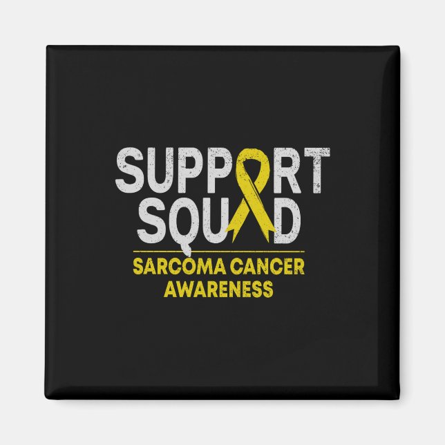 Support Squad Sarcoma Cancer Awareness Gult Ribb Magnet (Framsidan)