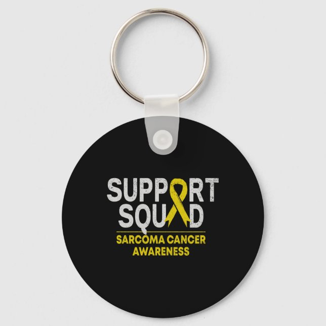 Support Squad Sarcoma Cancer Awareness Gult Ribb Nyckelring (Framsida)