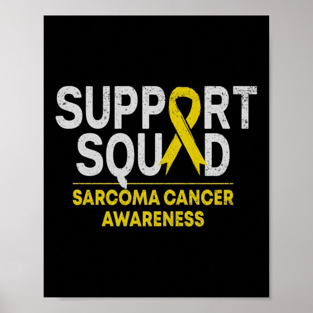Support Squad Sarcoma Cancer Awareness Gult Ribb Poster (Framsidan)