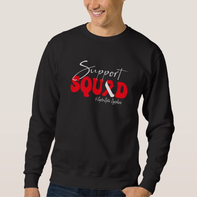 Support Squad Septo Optic Dysplasia Awareness Red  Lång Ärmad Tröja (Framsida)