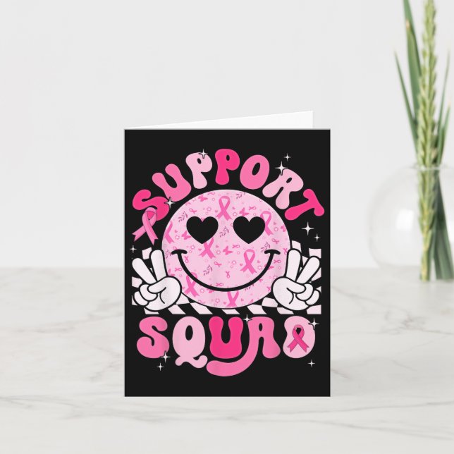 Support Squad Smile Ansikte Breast Cancer Awarenes Kort (Framsida)