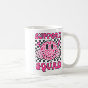 Support Squad Smile Ansikte Rosa Breast Cancer Awa Kaffemugg