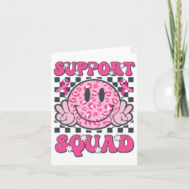 Support Squad Smile Ansikte Rosa Breast Cancer Awa Kort (Framsida)