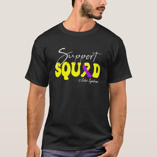 Support Squad Sotos Syndrome Awareness Yellow & Pu T Shirt (Framsida)