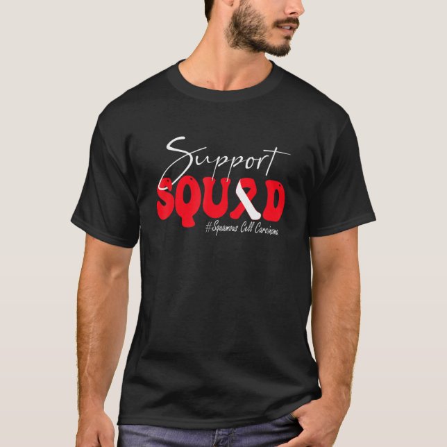 Support Squad Squamell Cell Carcinoma Awareness Re T Shirt (Framsida)