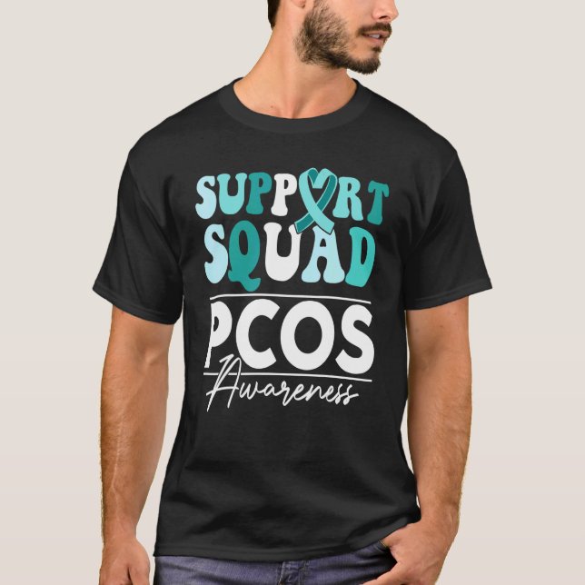 Support Squad Sunflower Hair Butterfly PCOS Awaren T Shirt (Framsida)