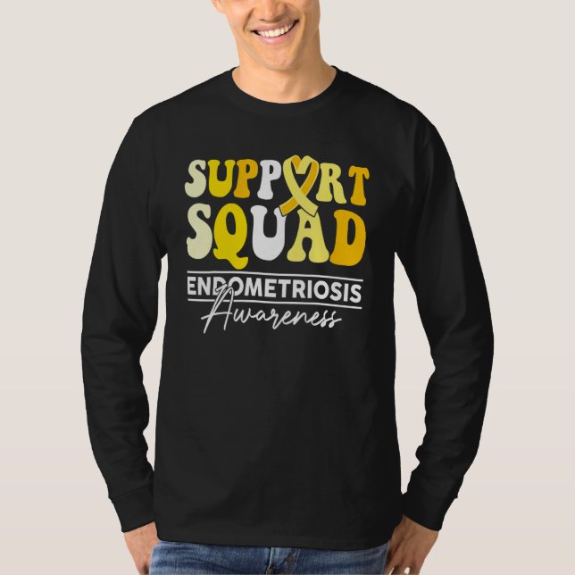 Support Squad Sunflower Hair Endometriosis Awarene T Shirt (Framsida)