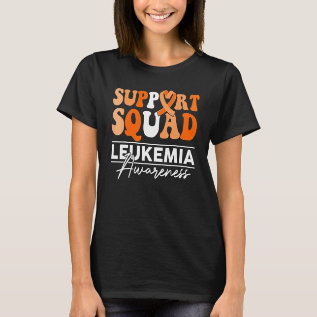 Support Squad Sunflower Hair Leukemia Awareness T Shirt (Framsida)
