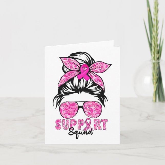 Support Squad Team Breast Cancer Awareness Warriar Kort (Framsida)
