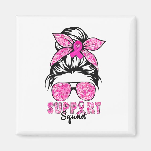 Support Squad Team Breast Cancer Awareness Warriar Magnet (Framsidan)