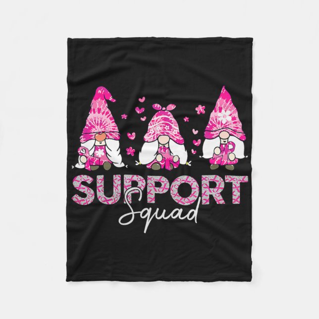 Support Squad Tie Dye Gnome Breast Cancer Awarenes Fleecefilt (Framsidan)