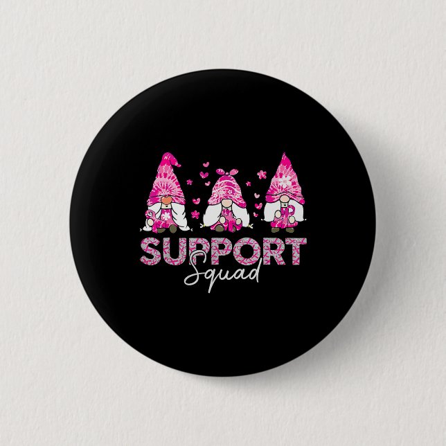 Support Squad Tie Dye Gnome Breast Cancer Awarenes Knapp (Framsida)