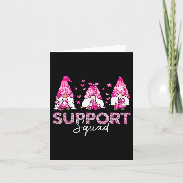 Support Squad Tie Dye Gnome Breast Cancer Awarenes Kort (Framsida)