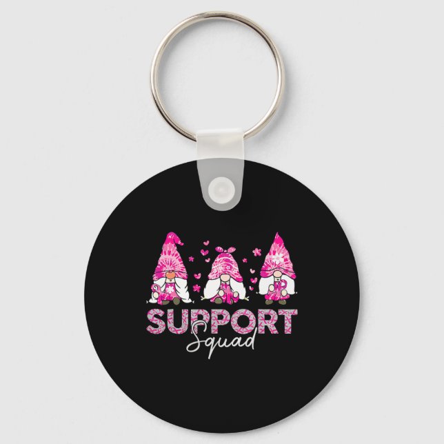 Support Squad Tie Dye Gnome Breast Cancer Awarenes Nyckelring (Framsida)
