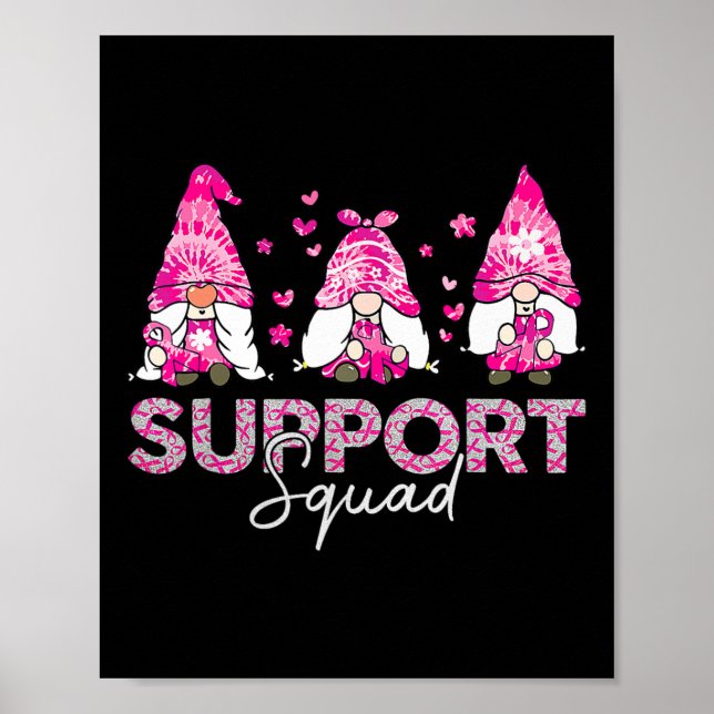 Support Squad Tie Dye Gnome Breast Cancer Awarenes Poster (Framsidan)