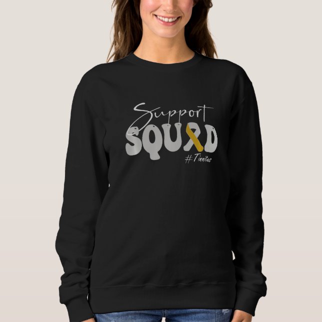 Support Squad Tinnitus Awareness Silver & Gold Rib T Shirt (Framsida)