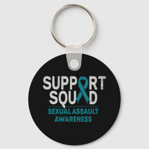 Support Squad Ual Ault Awareness Month Teal Ribbon Nyckelring