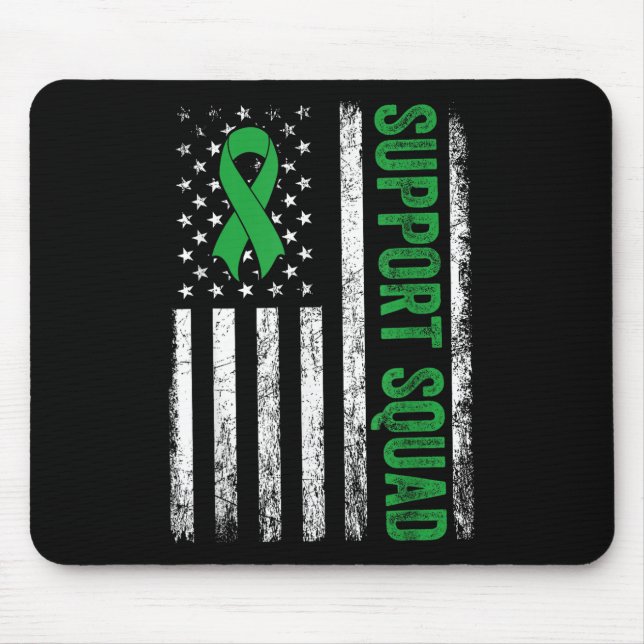 Support Squad US Flagga Grönt Ribbon Mental Health Musmatta (Framsidan)