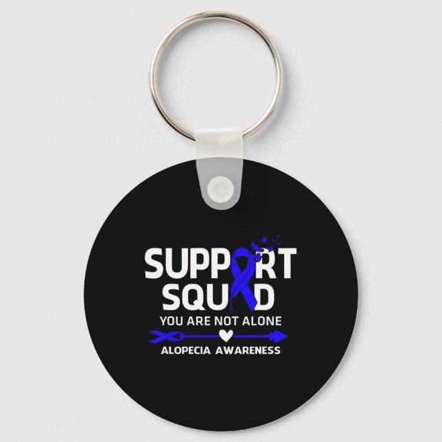 Support Squad Warrior Alopecia Awareness Feather Nyckelring (Framsida)