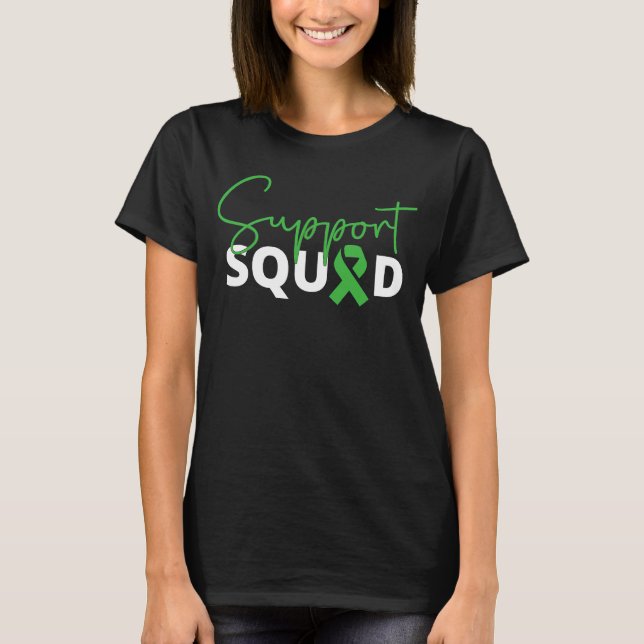 Support Squad We Wear Green Kidney Disease Awarene T Shirt (Framsida)