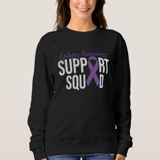 Support Squad We Wear Purple For Epilepsy Awarenes T Shirt (Framsida)