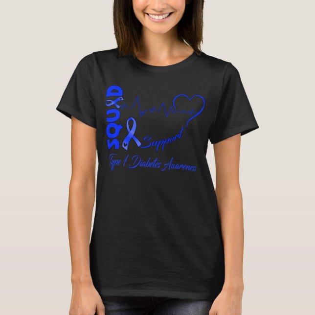 Support Square TYP 1 DIABETES-MEDVETENHET T Shirt (Framsida)
