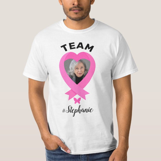 Support Team Breast Cancer Awareness Anpassningsba T Shirt (Framsida)