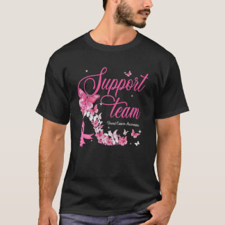Support Team Breast Cancer Awareness High Heel Pin T Shirt