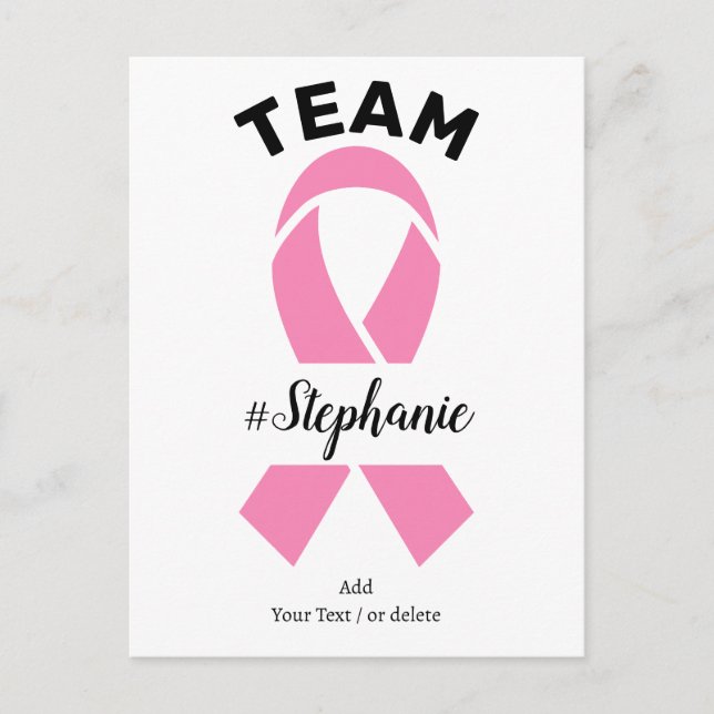 Support Team Breast Cancer Awareness with Message Vykort (Framsida)