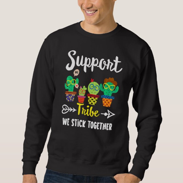 Support Tribe School Cactuw Crew Support Teacher Lång Ärmad Tröja (Framsida)