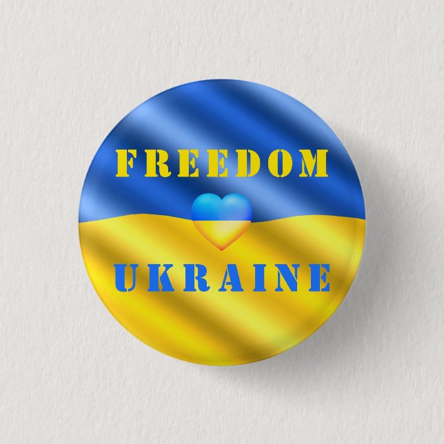 Support Ukraina Button Freedom - Ukrainas Flagga Knapp (Framsida)
