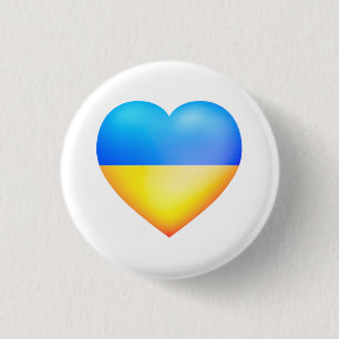 Support Ukraina Button Ukrainska Flagga Heart Knapp