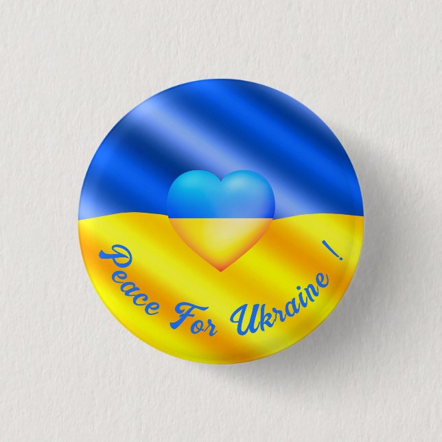 Support Ukraina Button Ukrainska Flagga Peace Knapp (Framsida)