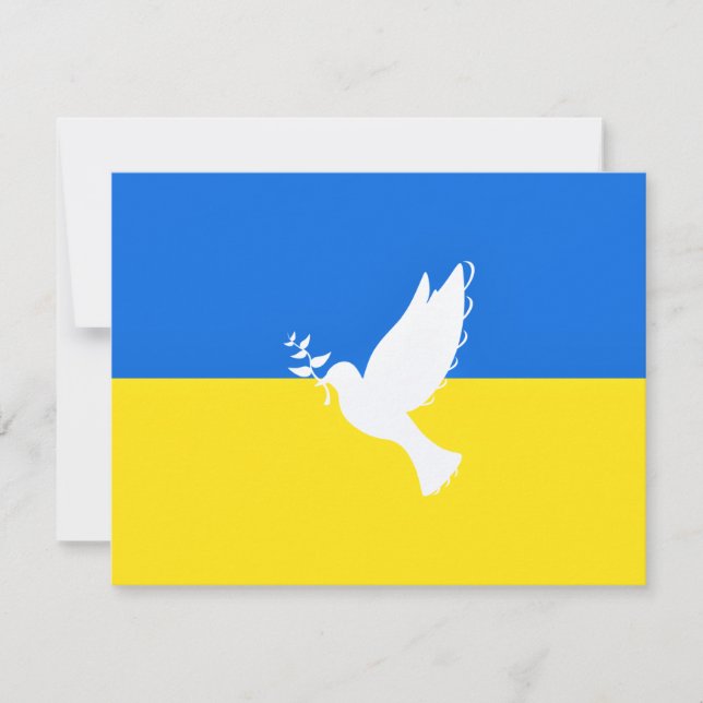 Support Ukraina Card Peace Dove Ukrainska Flagga OSA Kort (Framsida)