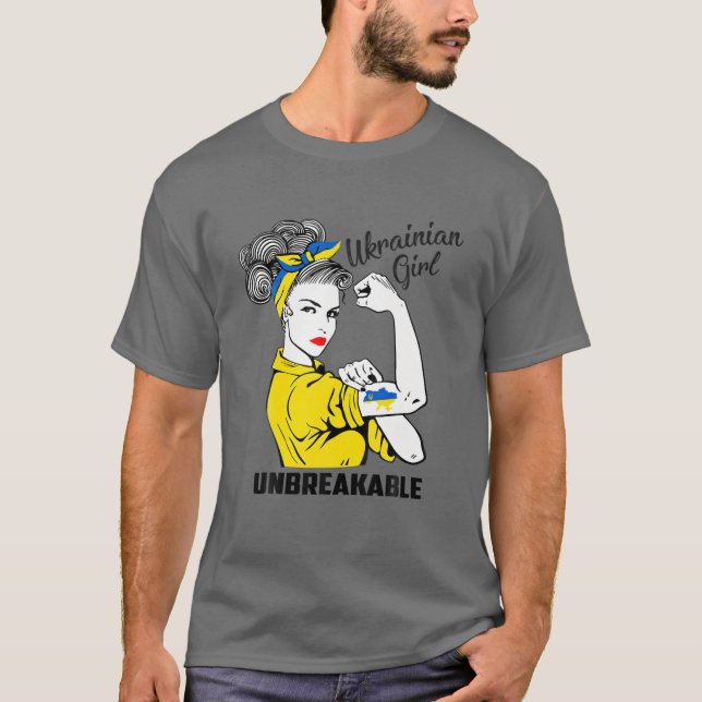 Support Ukraina Girl Unbryable Strong Ukrainong T Shirt (Framsida)