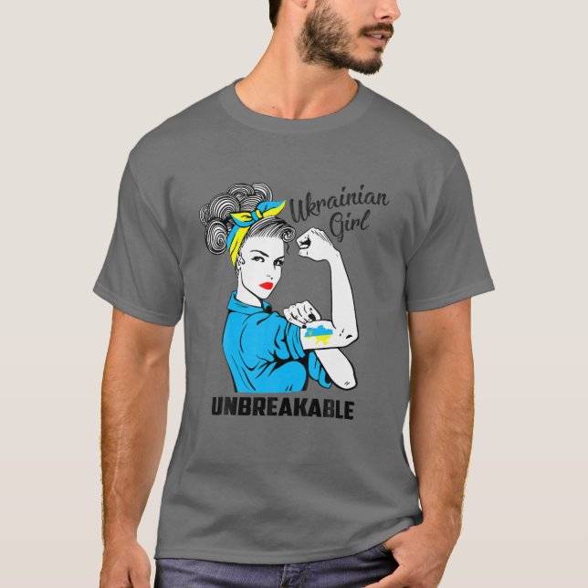 Support Ukraina Girl Unbryable Strong Ukrainong T Shirt (Framsida)